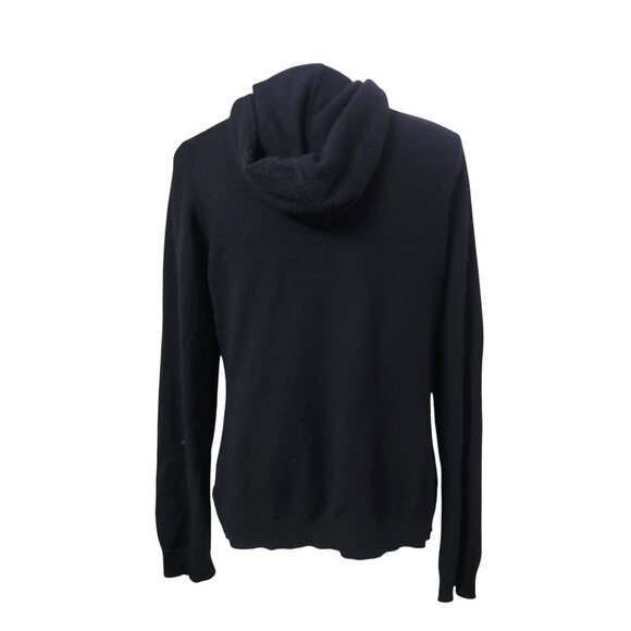 Charter Club Size L Cashmere Classic Black Zip-Front Hoodie Sweater Cardigan - Picture 4 of 10